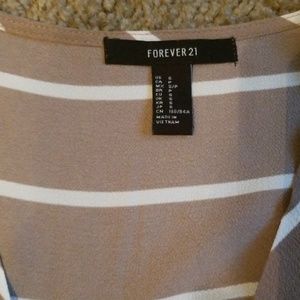 Forever 21 Tops - Forever 21 Taupe V-neck Blouse with White Stripes Forever 21 Tops - Forever 21 Taupe V-neck Blouse with White Stripes